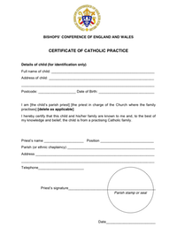 78.15 Attachment - Certificate of Catholic Practice 7.9.15