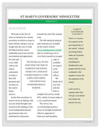 Governors newsletter spring 2012