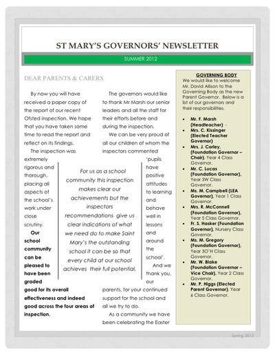 Governors newsletter Summer 2012
