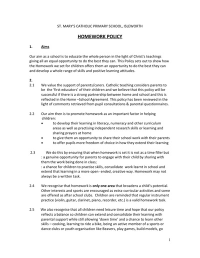 Homework Policy 2015