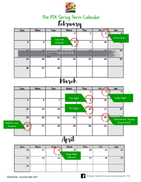 PTA Calendar - Updated 26 Jan